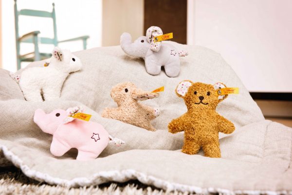 STEIFF MINI TEDDY BEAR WITH RUSTLING FOIL AND RATTLE