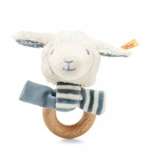STEIFF LENO LAMB GRIP TOY WITH RATTLE - TEAL